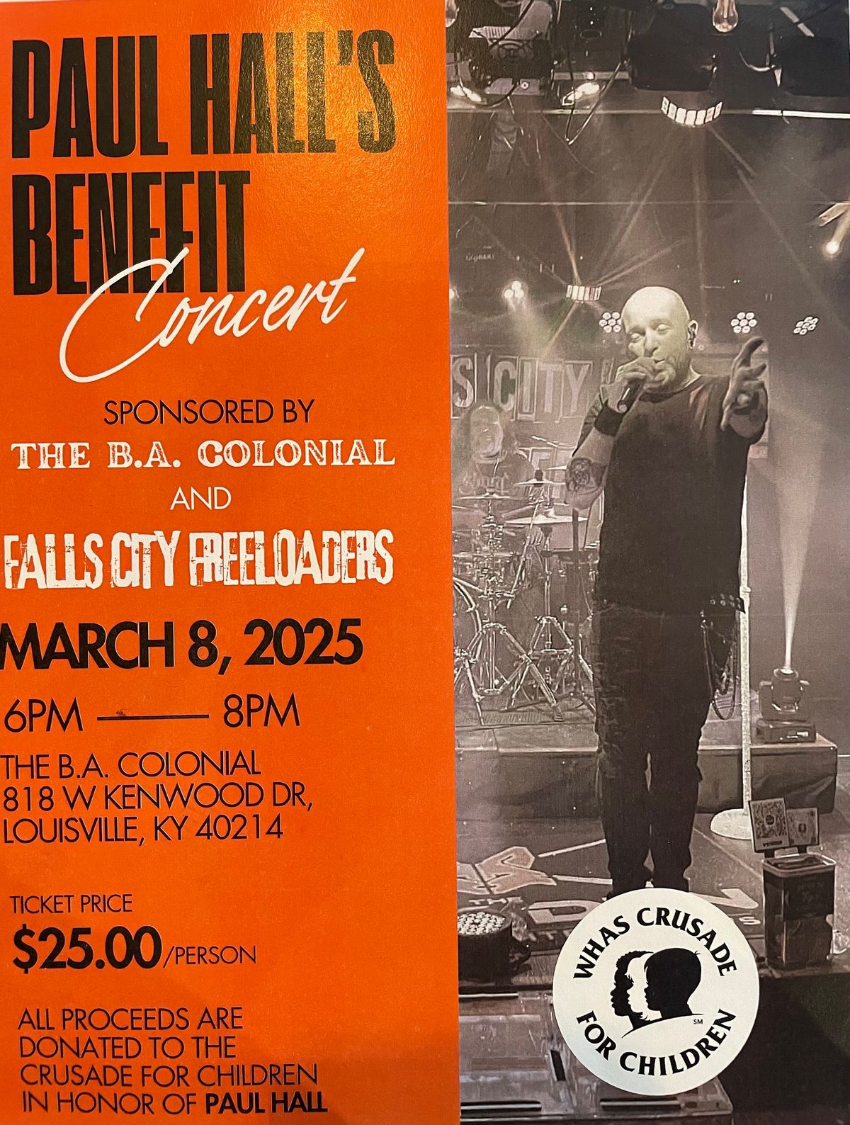 PAUL HALL'S CRUSADE FOR CHILDREN BENEFIT CONCERT FEATURING THE FALLS CITY FREELOADERS