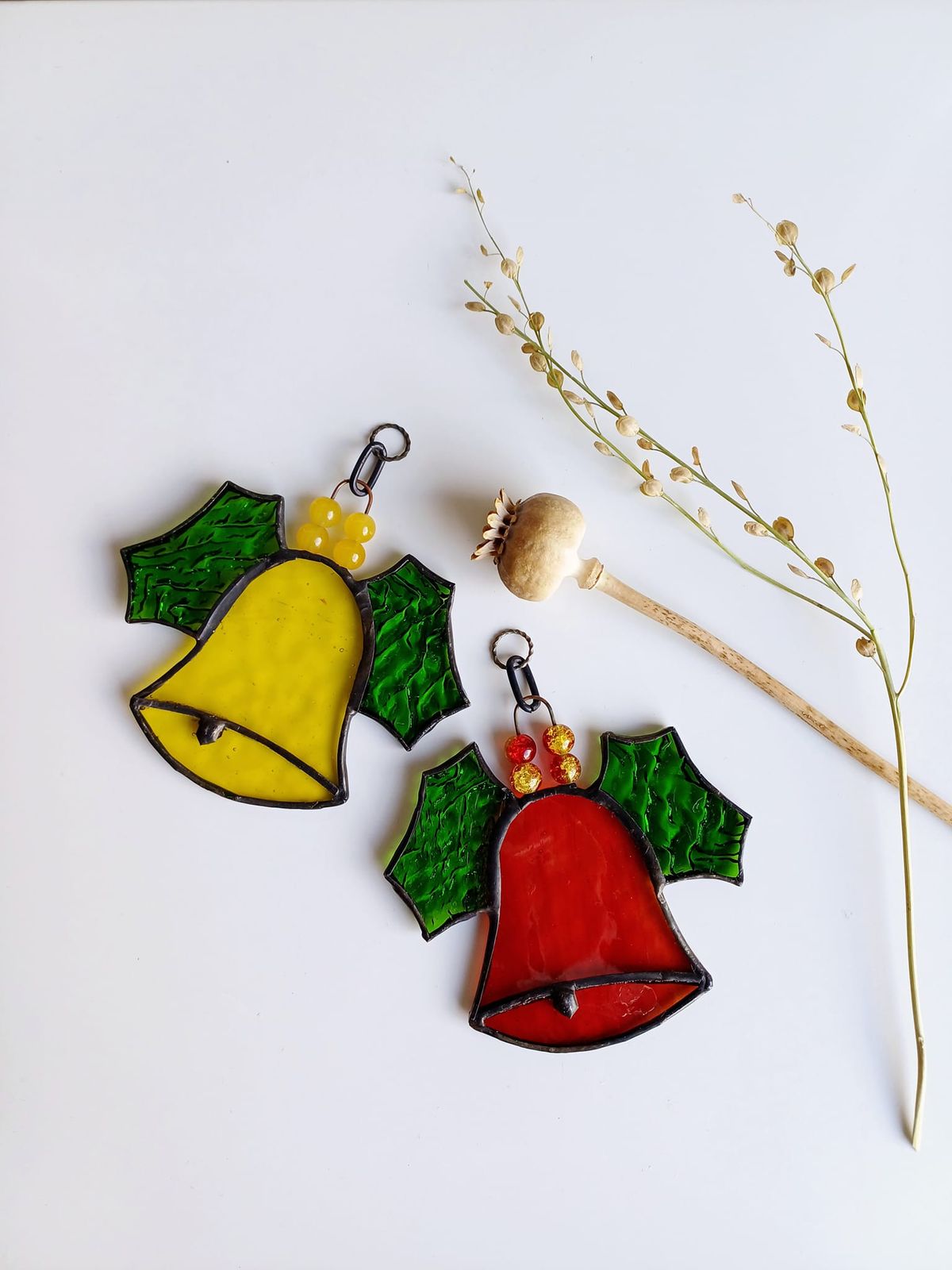 Stained Glass Christmas Bells. 