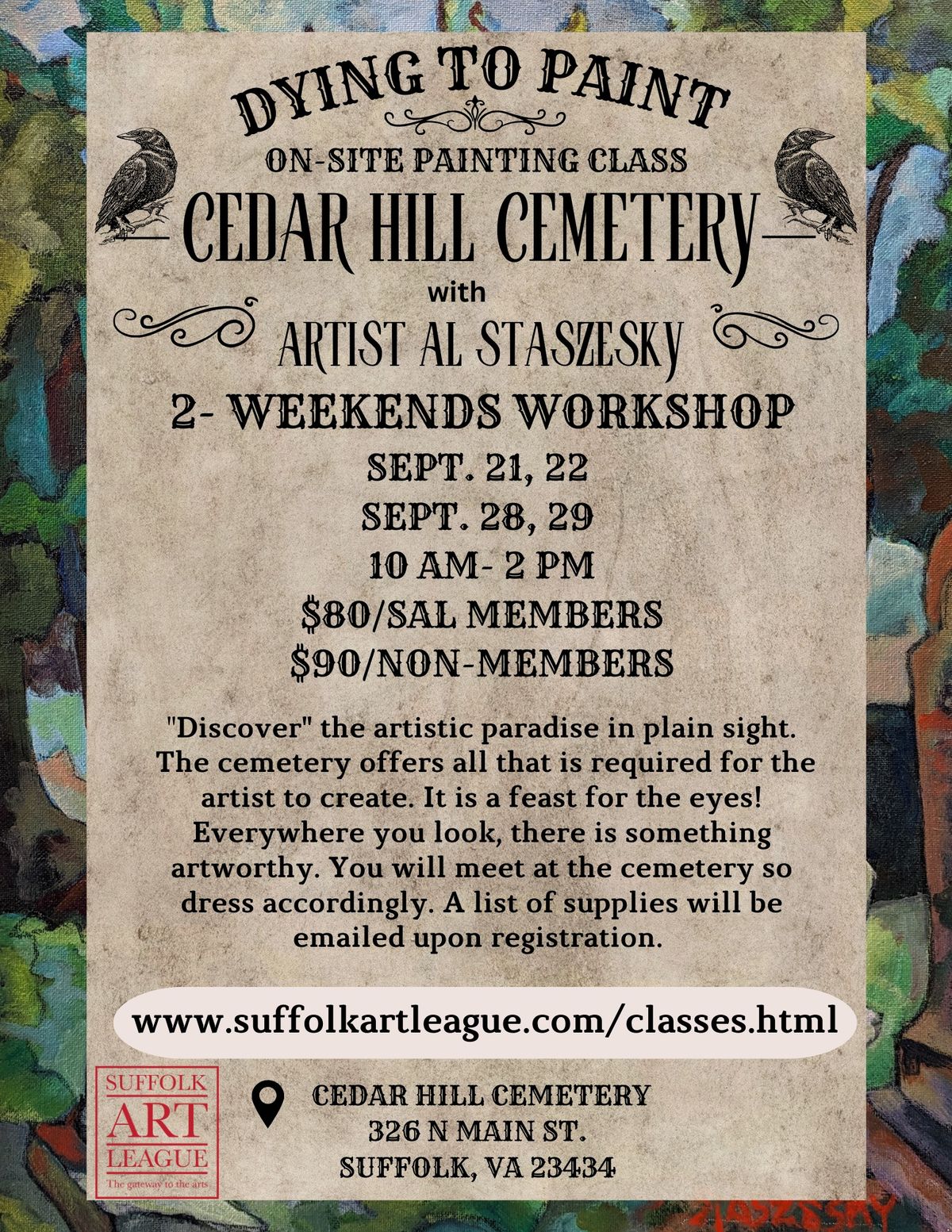 Dying to Paint On-site Painting Class at Cedar Hill Cemetery