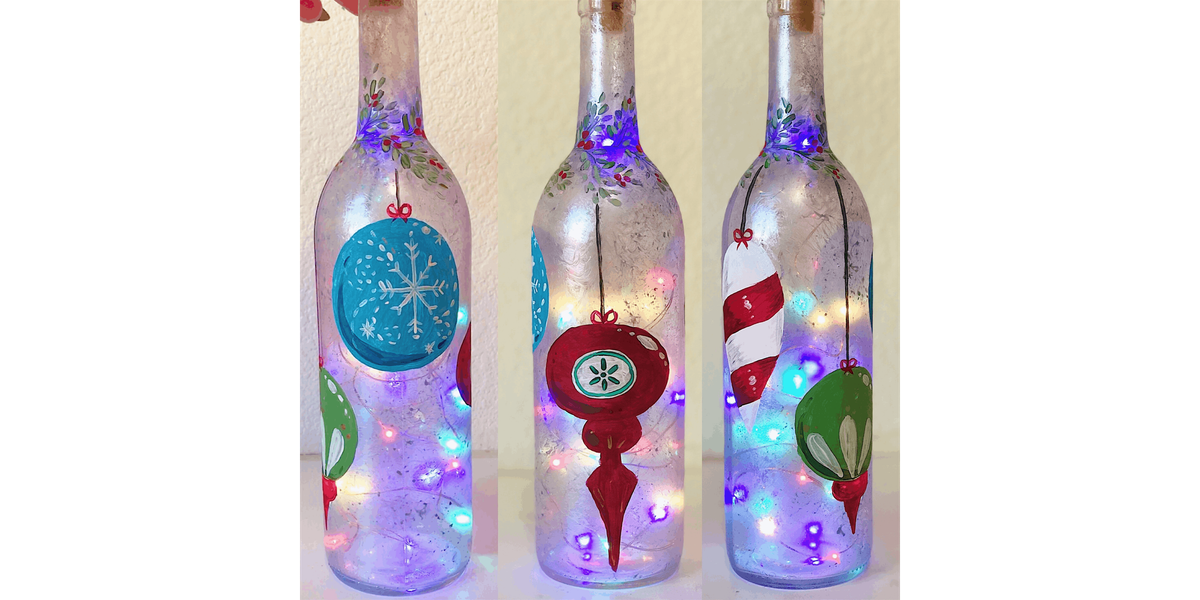 Frosty Ornament Wine Bottle - Paint and Sip in Houston | Classpop!\u2122
