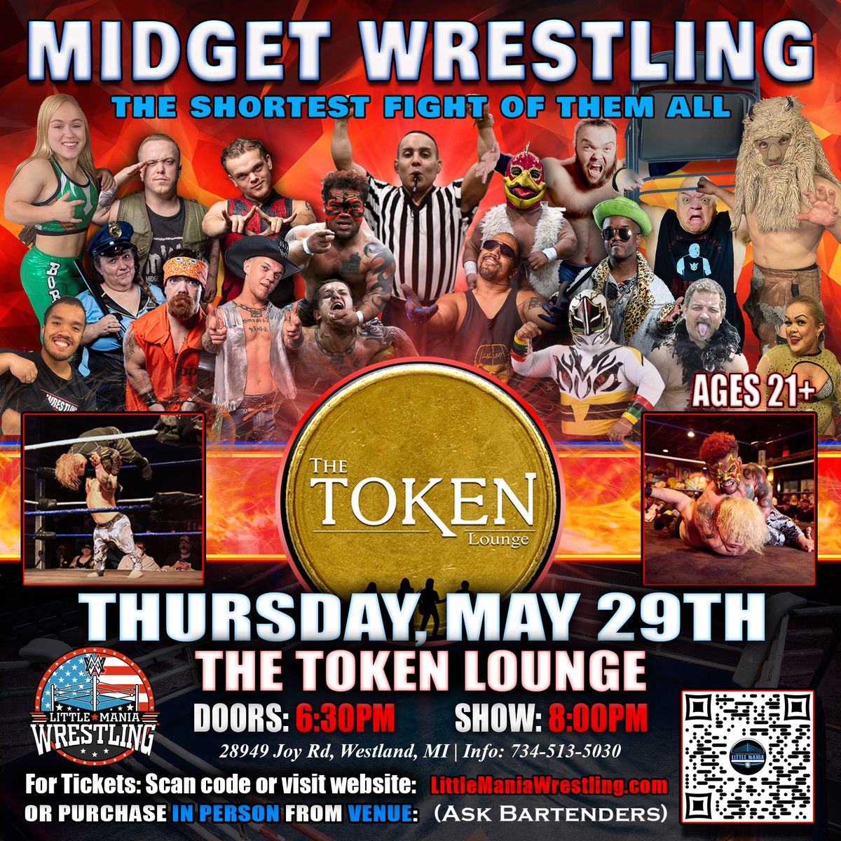 Westland, MI - Midget Wrestling All * Stars @The Token Lounge "The Shortest Fight of Them All!"