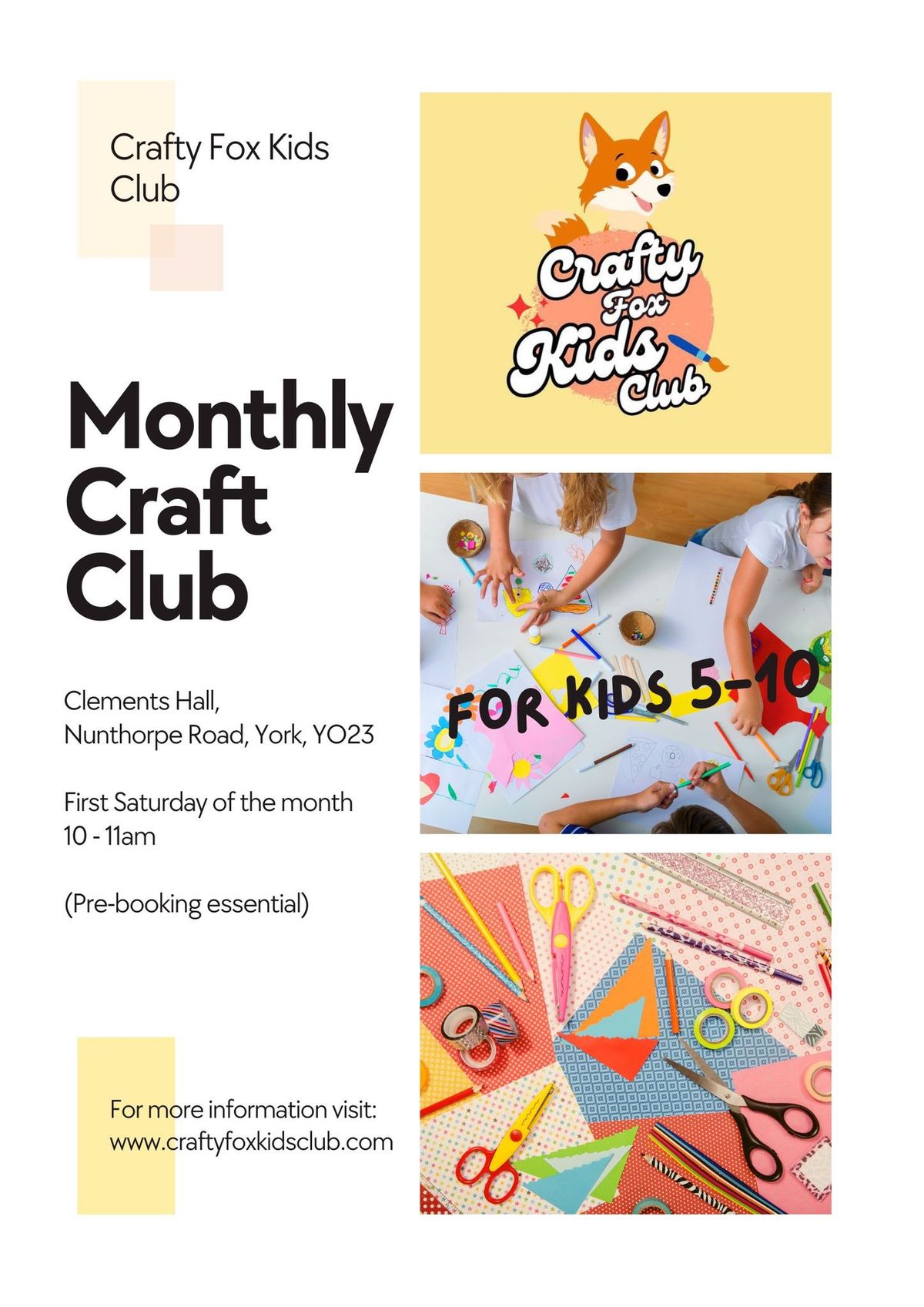 Crafty Fox Kids Club @ Clements Hall 
