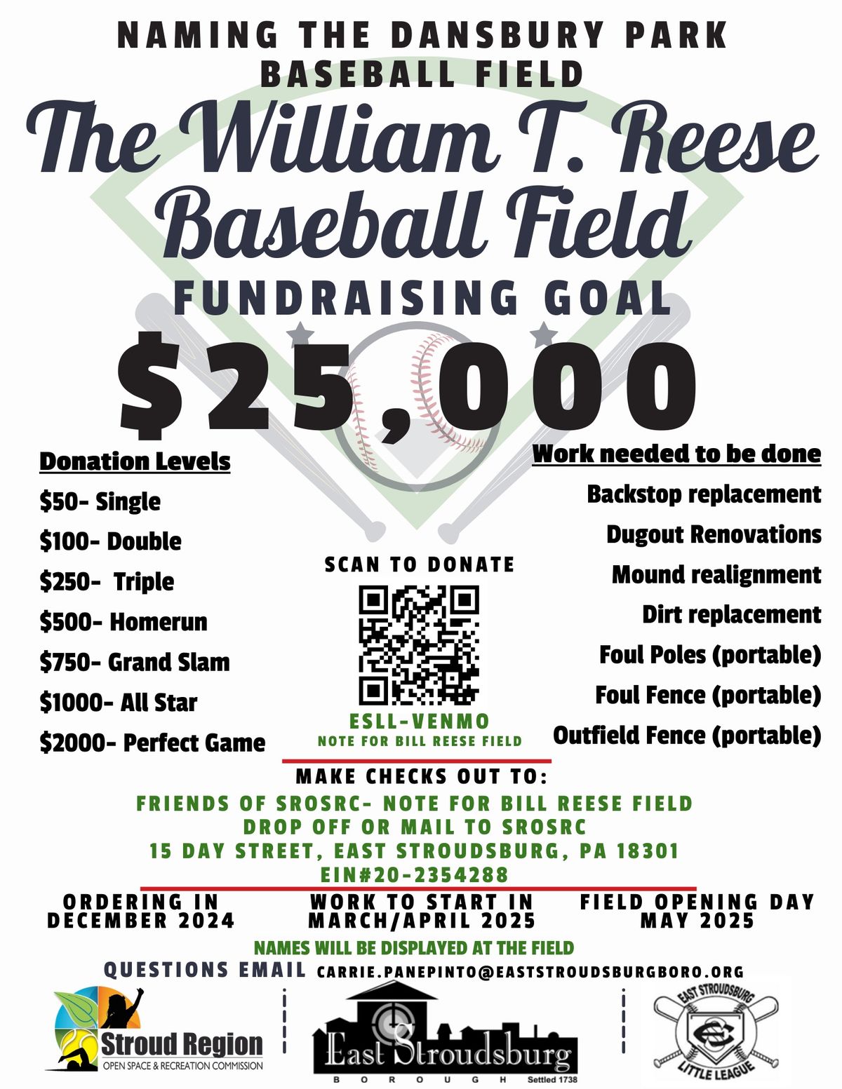 Naming of the William T Reese Field