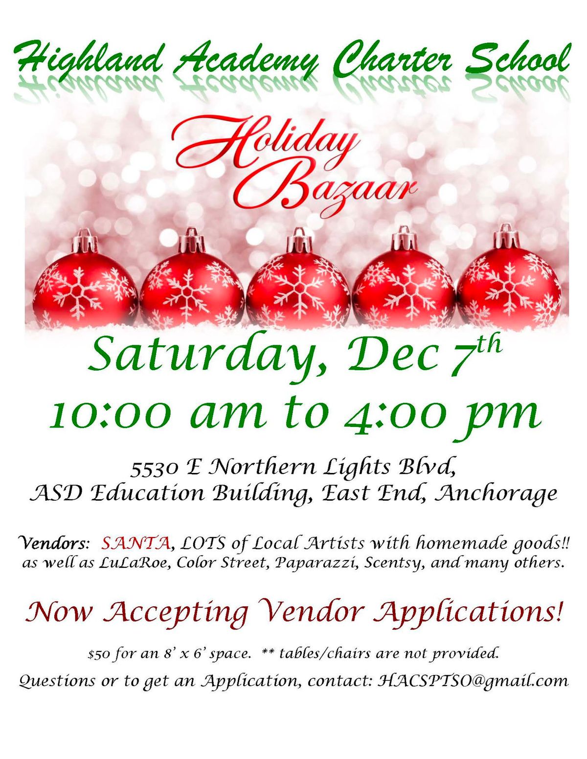 HACS PTSO Annual Holiday Bazaar