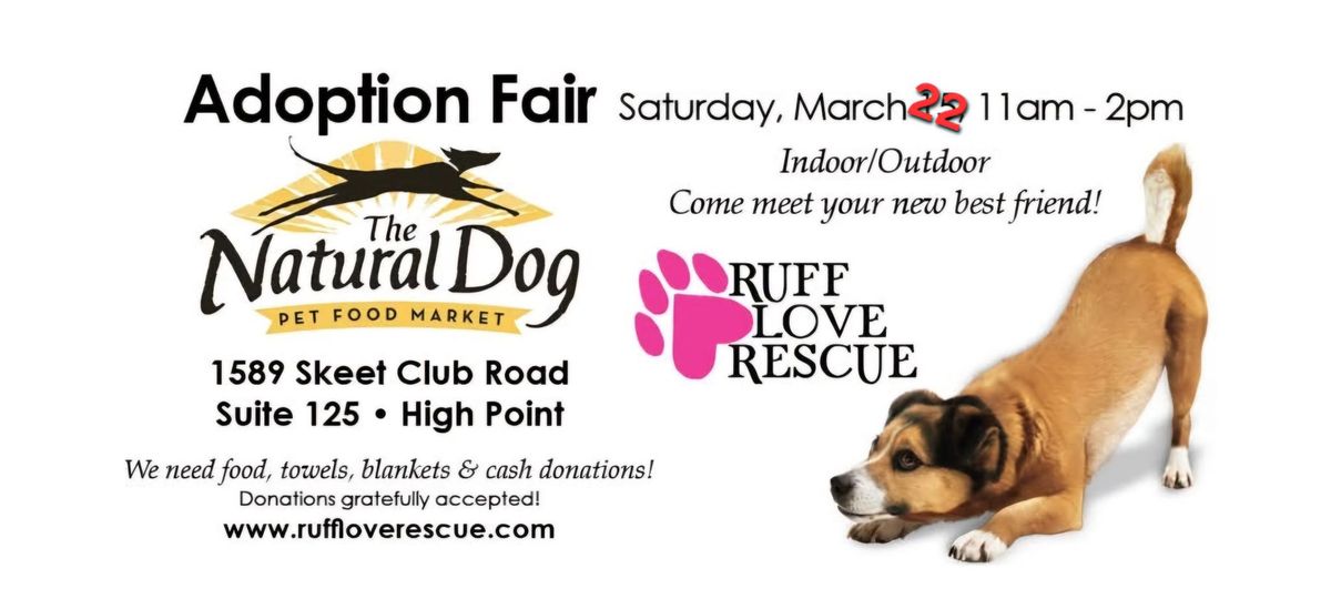 March 22nd Natural Dog High Point Adoption Event