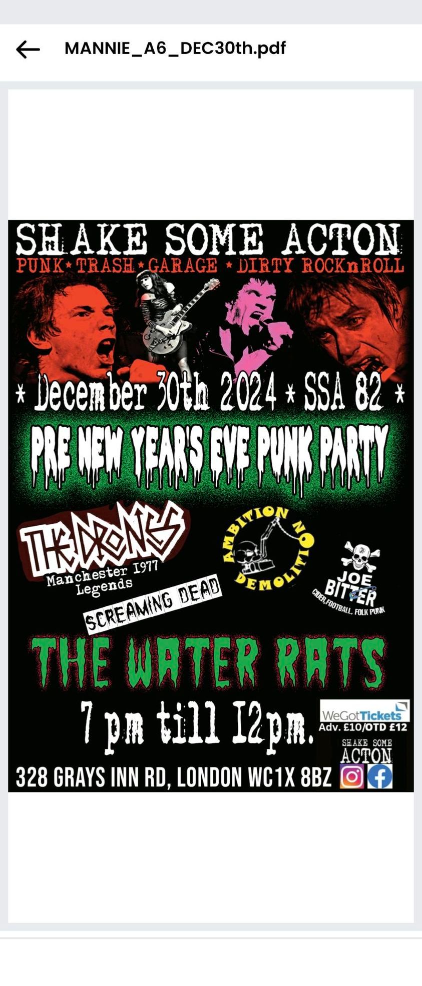 SHAKE SOME ACTON #82.PRE-NEW YEARS EVE  PUNK PARTY!