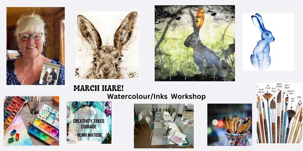 Dip n\u2019 Dabble - March Hare - Watercolour and inks workshop \ud83d\udc07