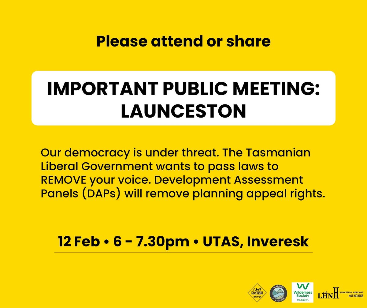 Launceston #SCRAPTHEDAP Public Meeting 