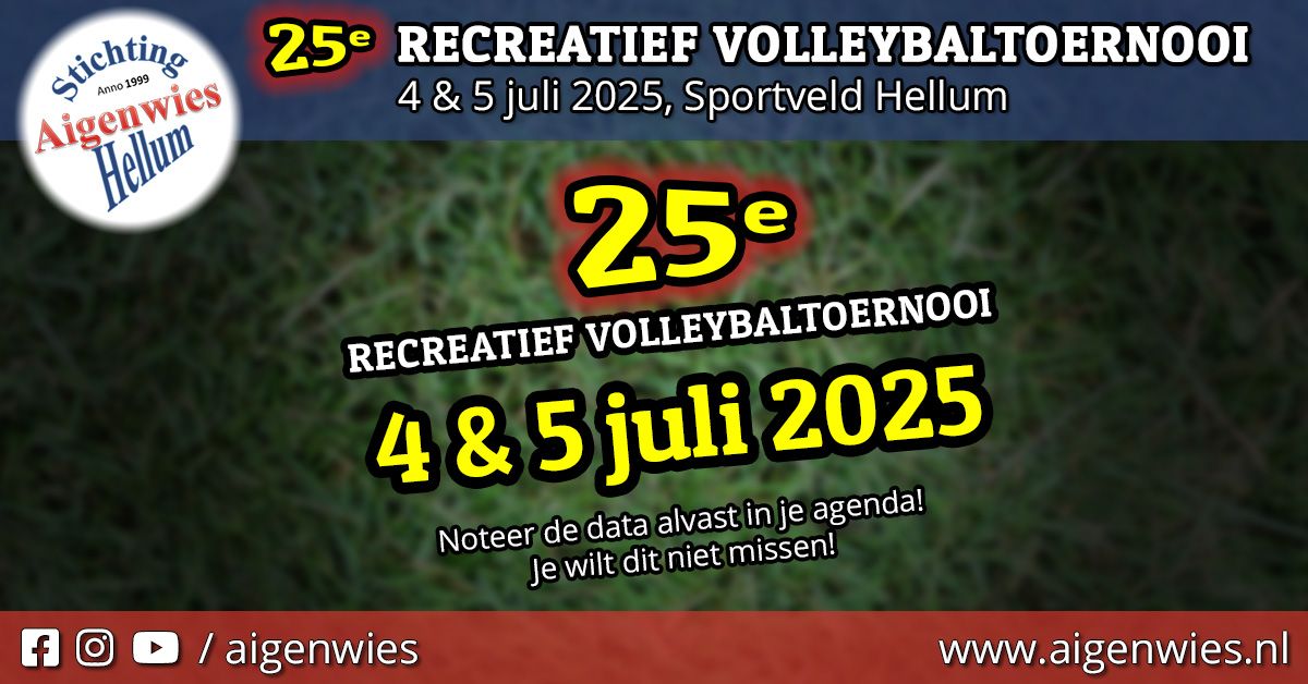 25-jarig jubileum: 25e recreatief volleybaltoernooi