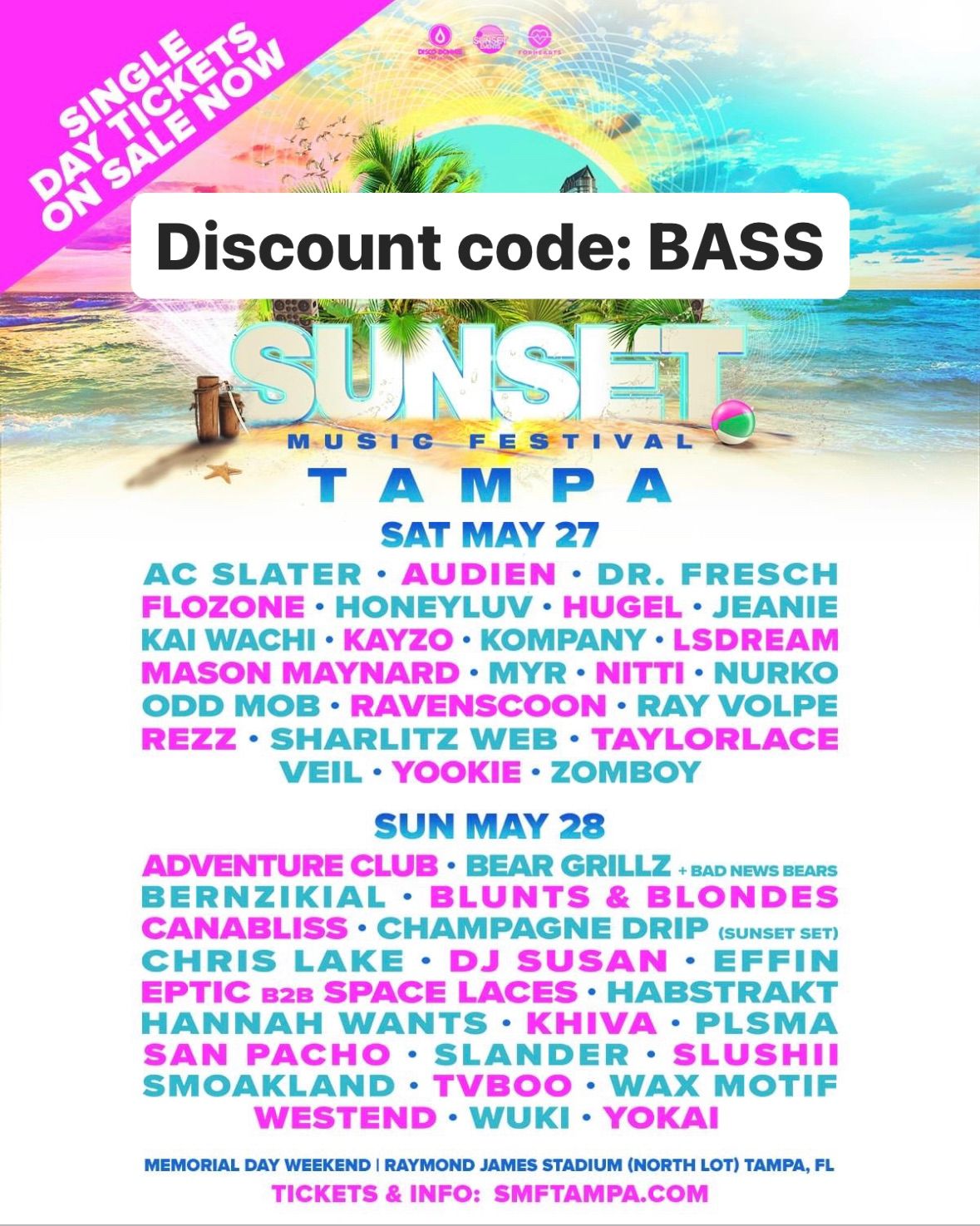 Sunset Music Festival 2024- Discount Code BASS