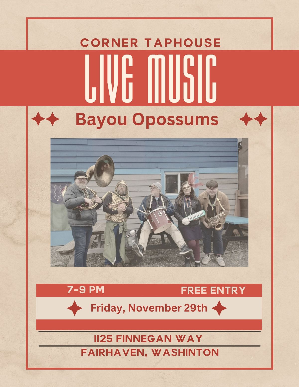 Live Music- Bayou Opossums 