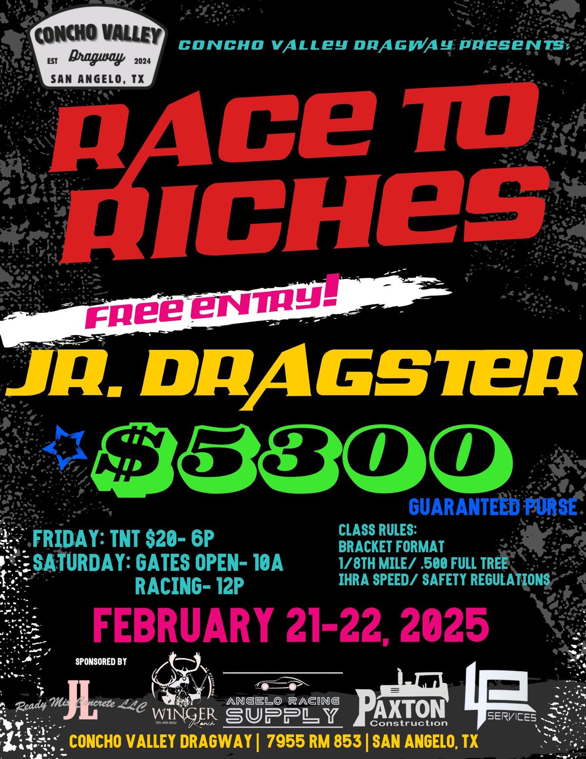 RACE TO RICHES- Jr Dragster Season Opener