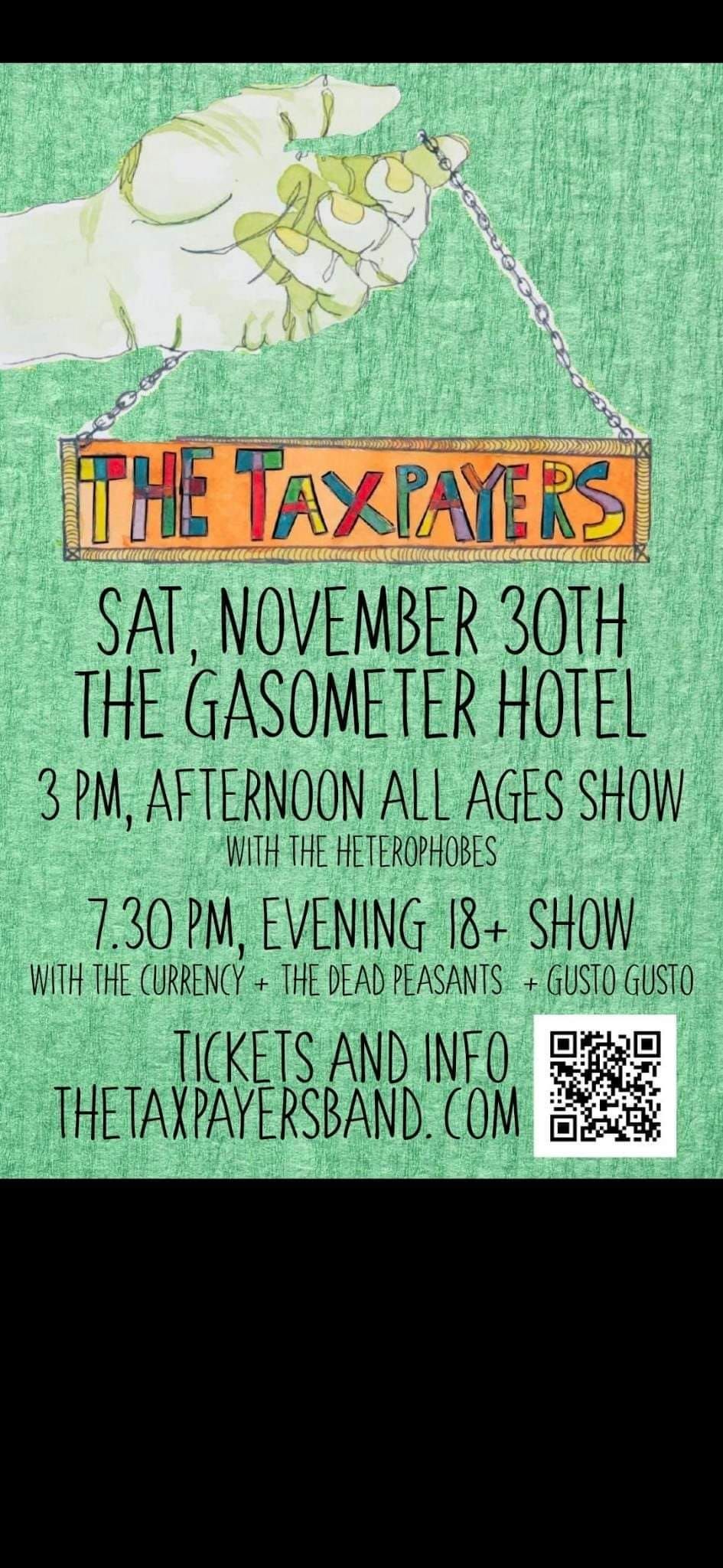 The Taxpayers (usa) 18+ show at The Gaso, Melb\/Naarm w, The Currency, Gusto Gusto, The Dead Peasants