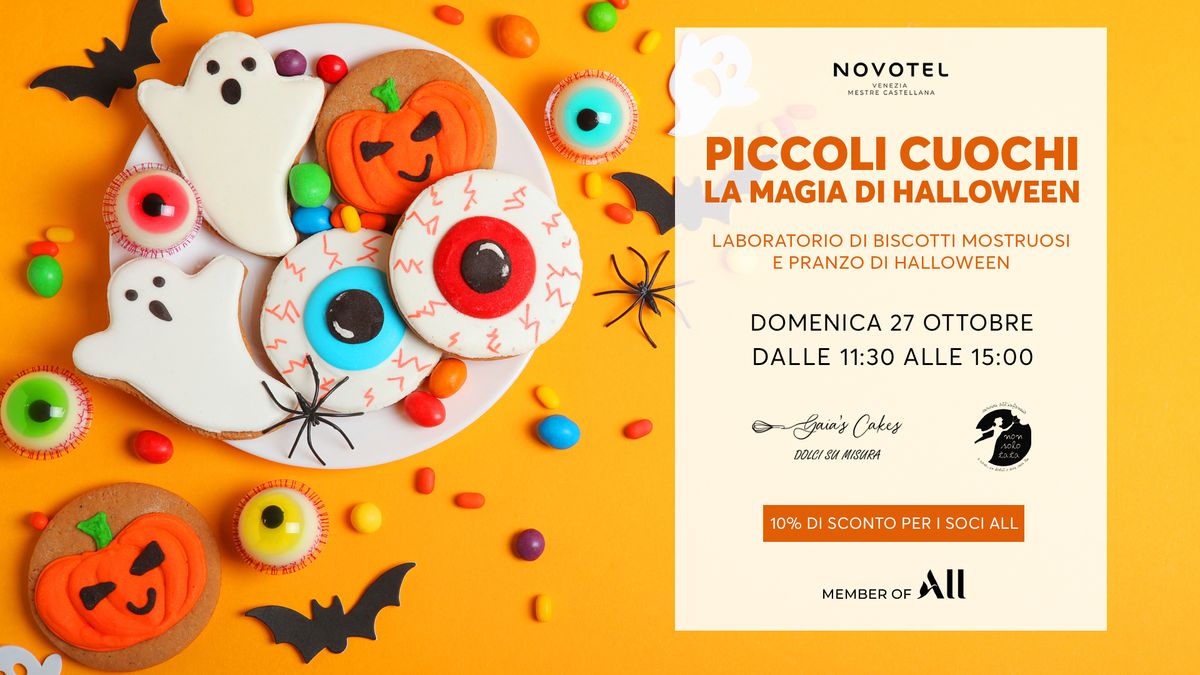 Piccoli Cuochi, la Magia di Halloween - laboratorio di biscotti mostruosi e pranzo di Halloween