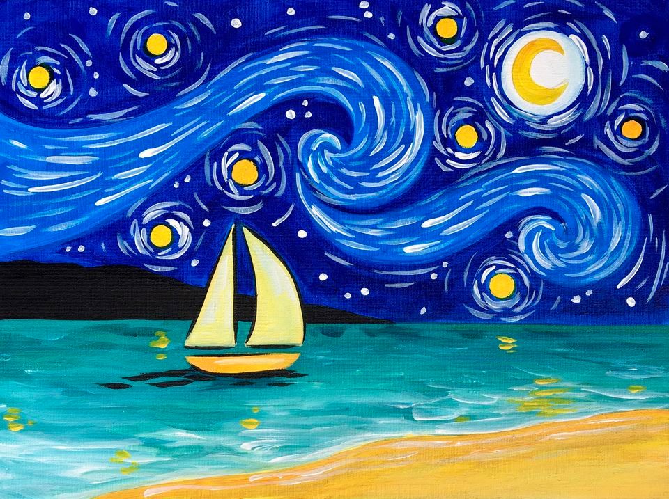 Auckland Paint and Wine Night - Sail a Starry Night