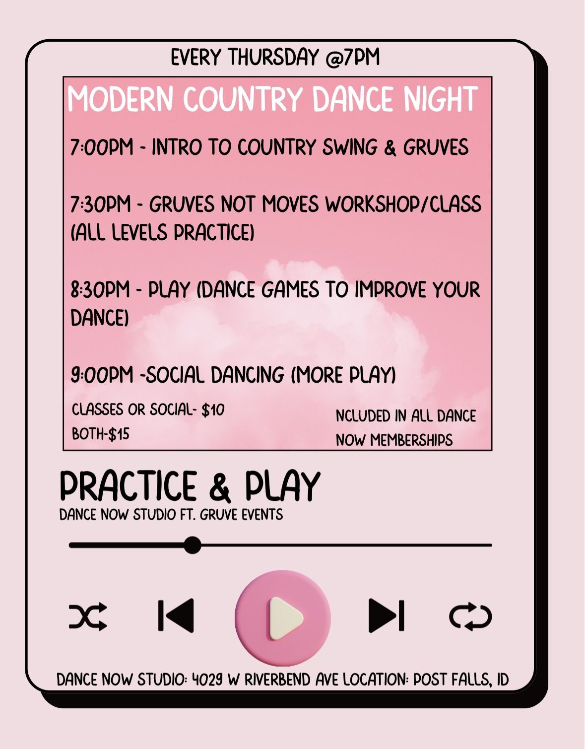 Practice and Play: Modern County Music & Dance Night 