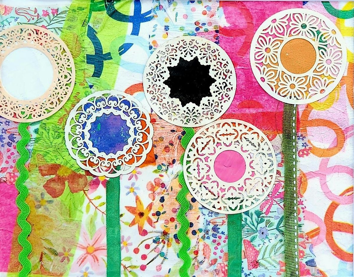Family Fun Mixed Media Flower Collage with Barbara Younger