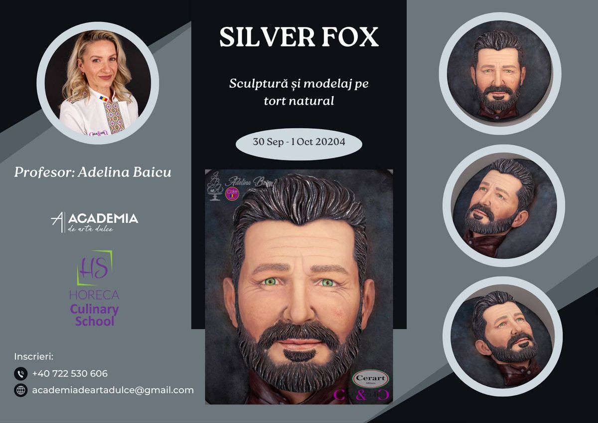 Silver Fox - sculptura si modelaj pe tort natural