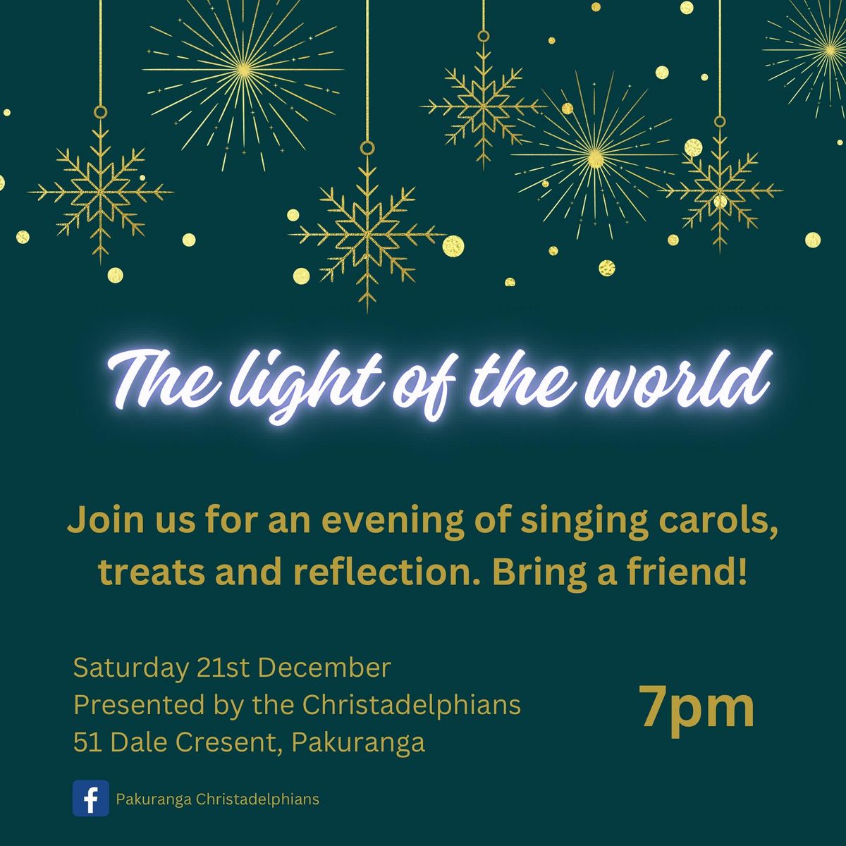 The light of the world - join us for an evening of carols and reflection.