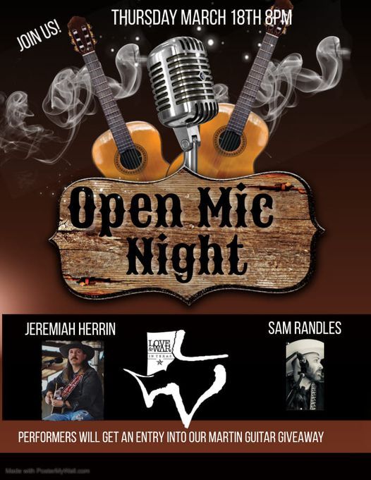 Open Mic Night At Love And War In Texas Plano Love And War In Texas Plano Authentic Site 18 March 21