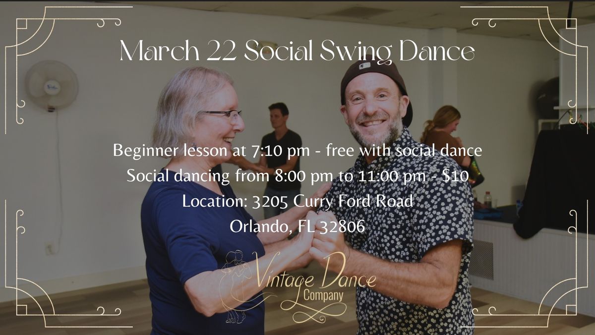 March 22 Social Swing Dance 