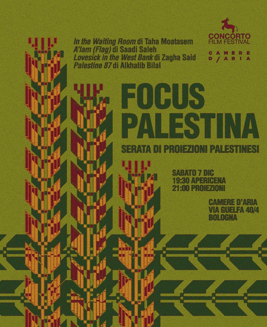 FOCUS PALESTINA l CONCORTO ON TOUR l Serata di Proiezioni Palestinesi