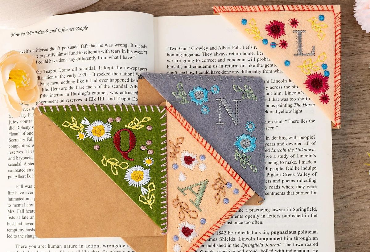 Embroidered Book Corners