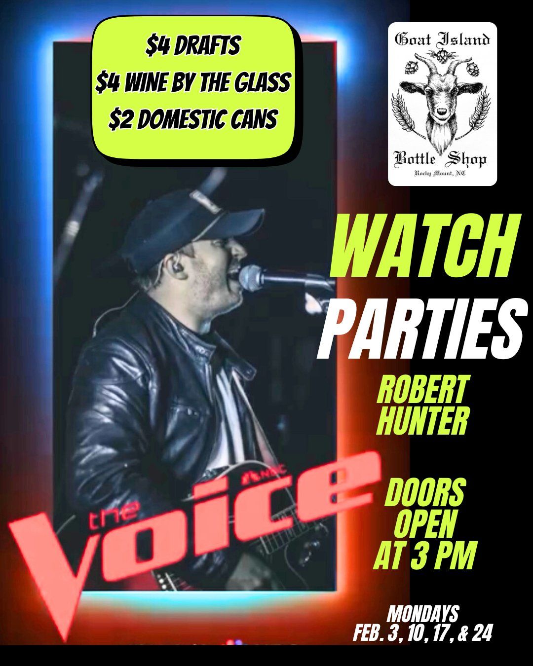 Robert Hunter The Voice Watch Parties