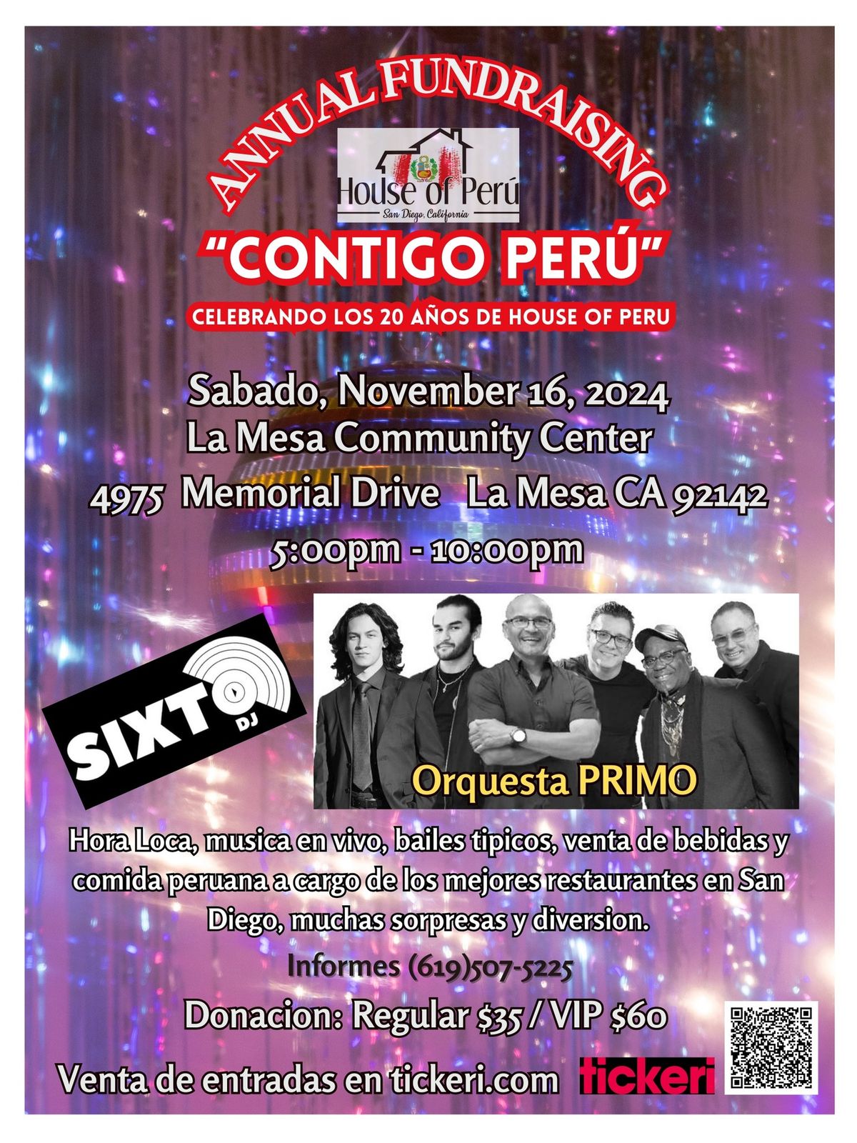 House of Per\u00fa presenta: Gran fiesta de recaudacion de fondos "CONTIGO PERU"