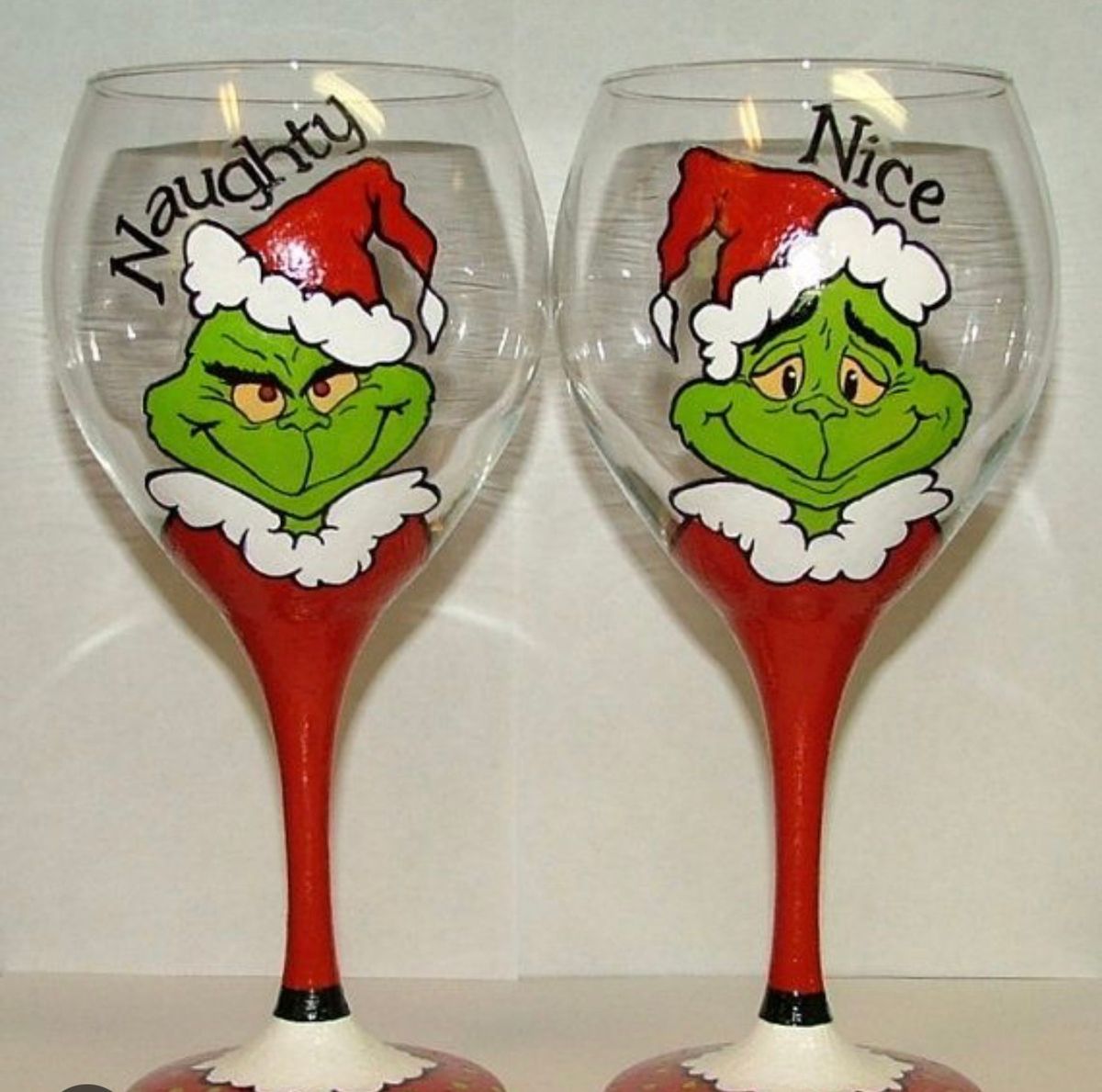 Festive Hand Painted Wine Glasses 