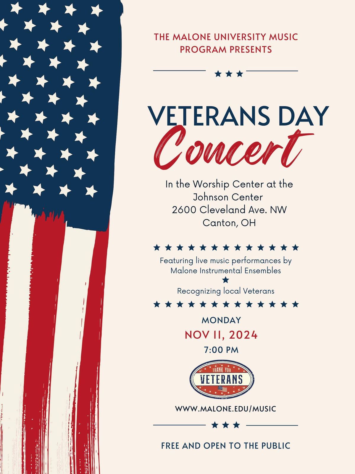 Malone University Music Program Veterans Day Concert