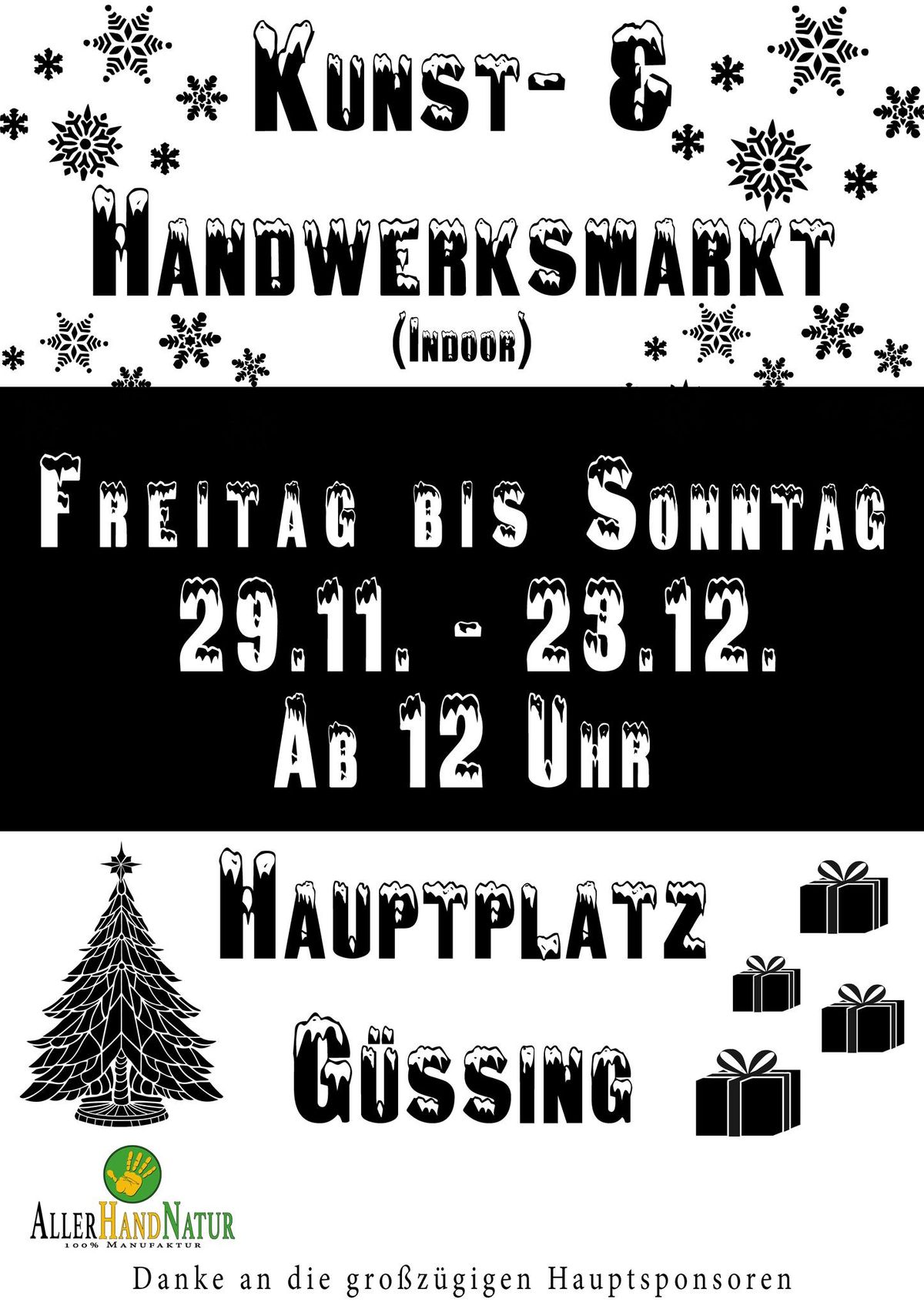 \ud83c\udf84 Einladung zum Kunst- & Handwerksmarkt  am Hauptplatz in G\u00fcssing \u2013 pr\u00e4sentiert von DenkmitHerz! \ud83c\udf84