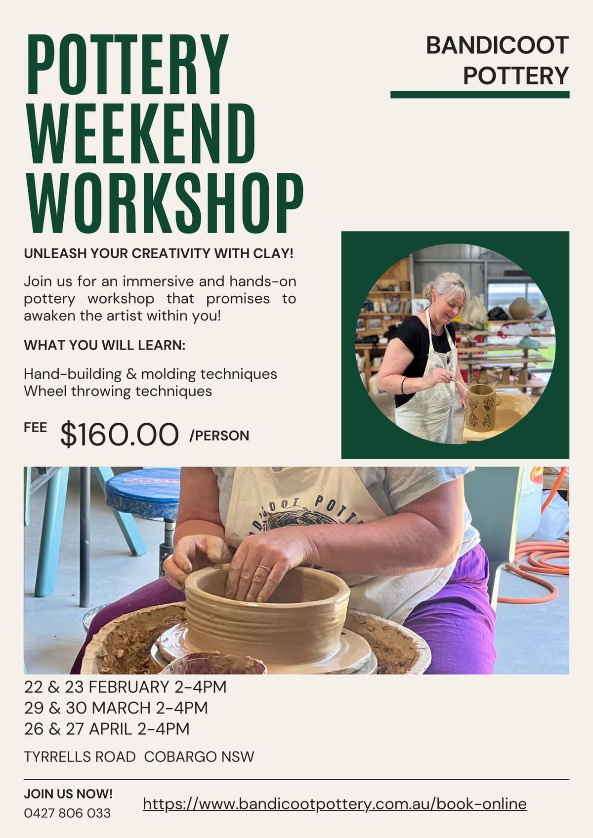 Bandicoot Pottery Weekend Workshop