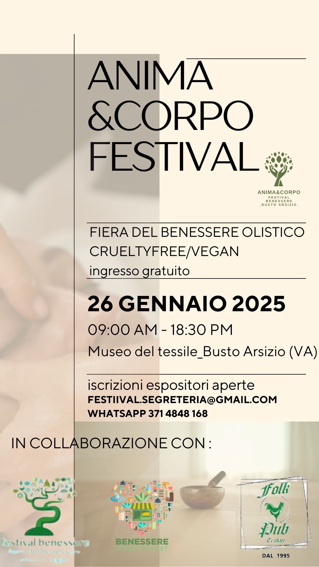 ANIMA&CORPO_FESTIVAL_BUSTO ARSIZIO_OLISTICA\/CRUELTYFREE\/VEGAN_ING GRATUITO_FIERA BENESSERE\/ARTIGIANI