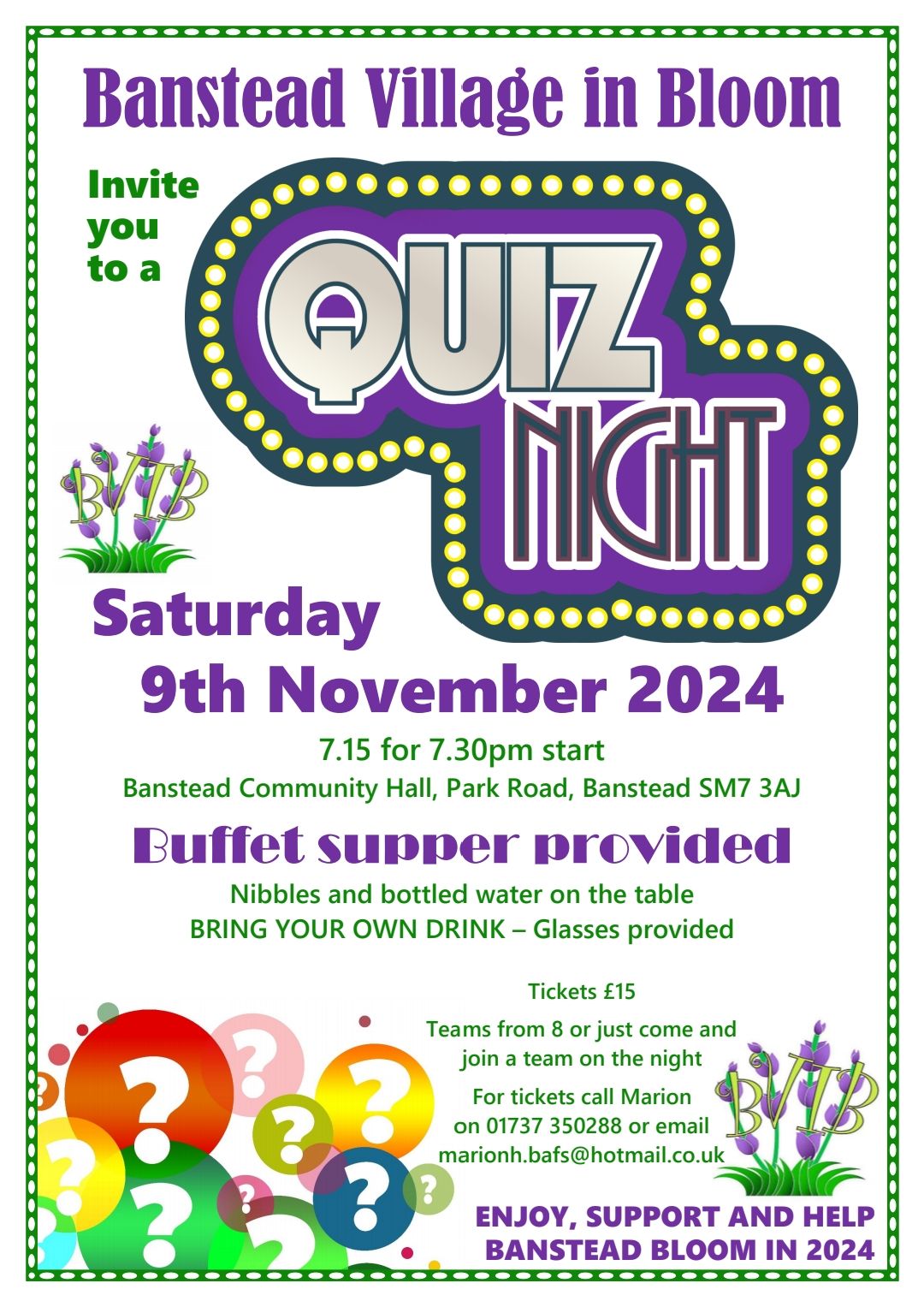 Banstead in Bloom Quiz Night