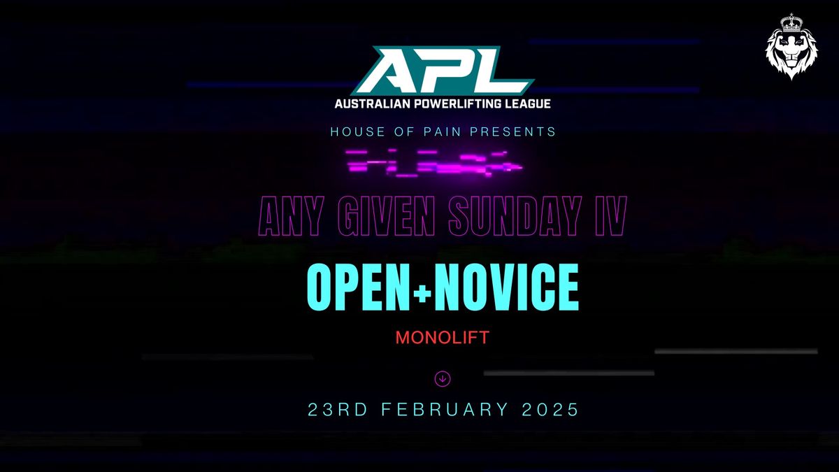 Any Given Sunday IV - Open + Novice