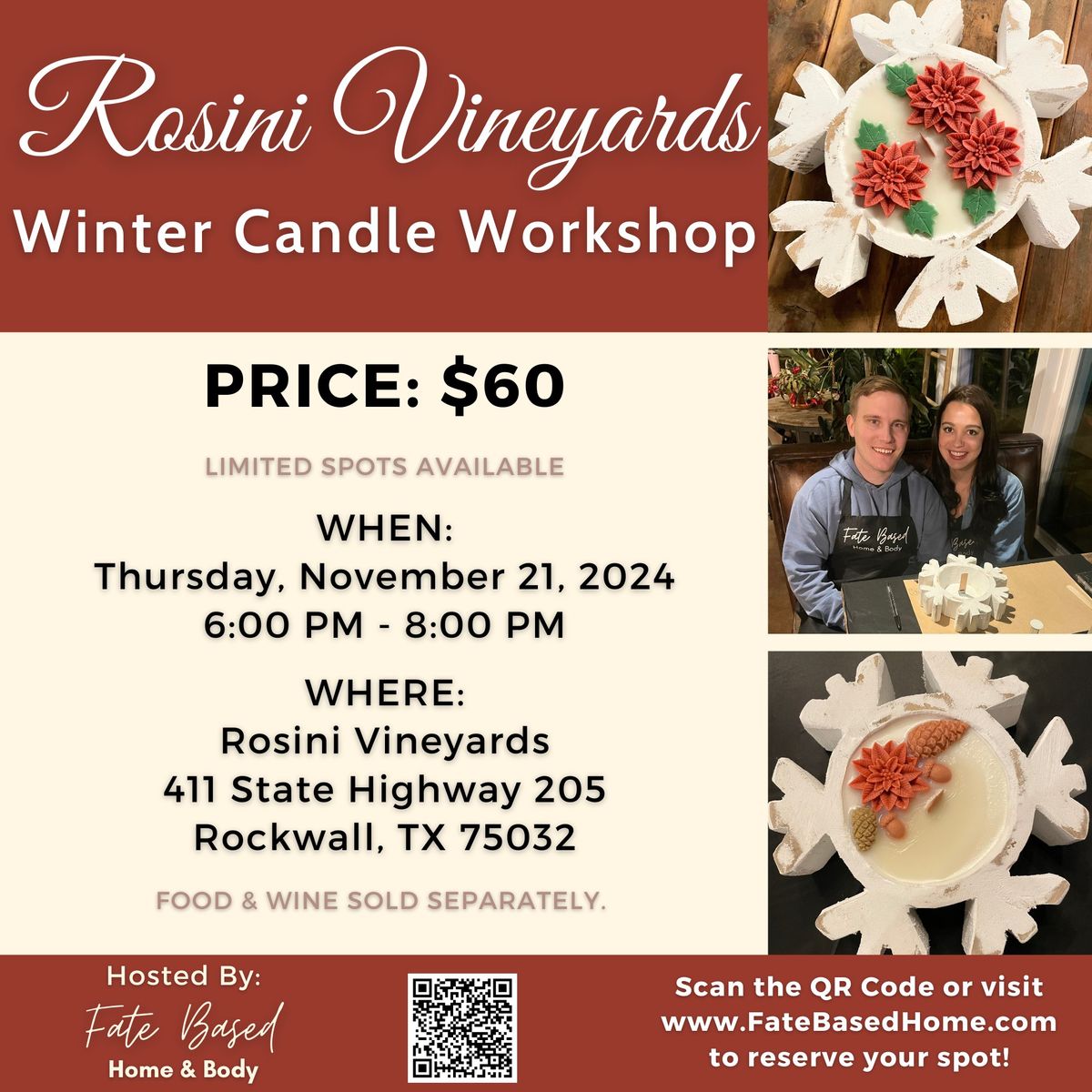 Snowflake Candle Making Class at Rosini Vineyard