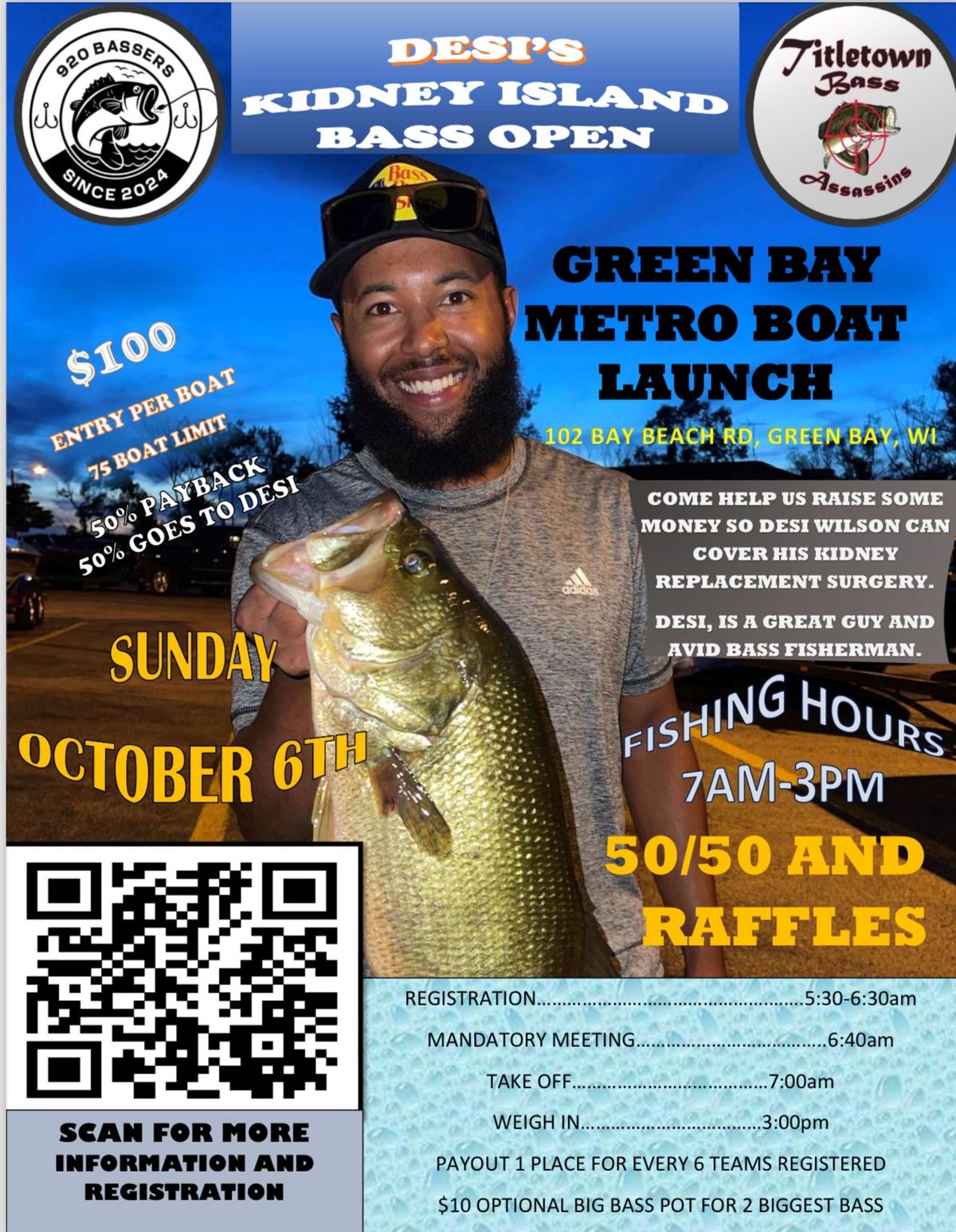 Desi\u2019s Kidney Island Bass Open ( Fundraiser )