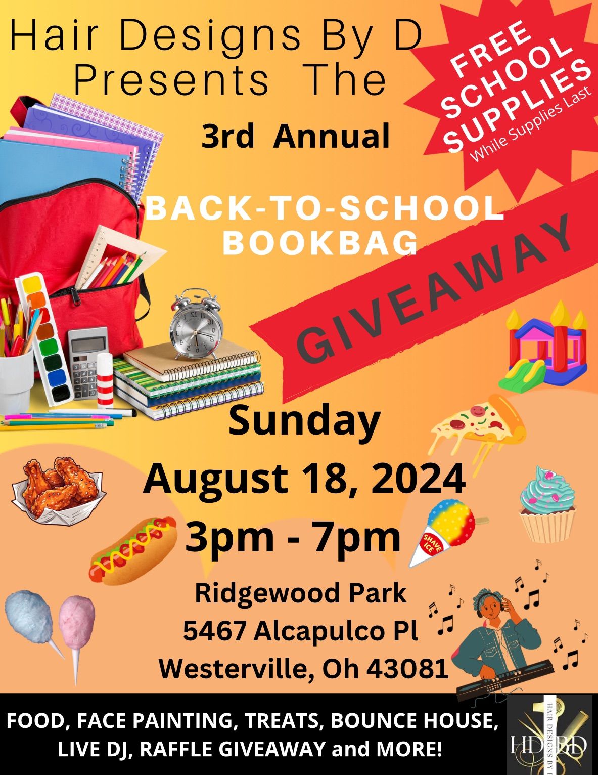 Hair Designs By D 3rd Annual Back-To-School Bookbag Giveaway