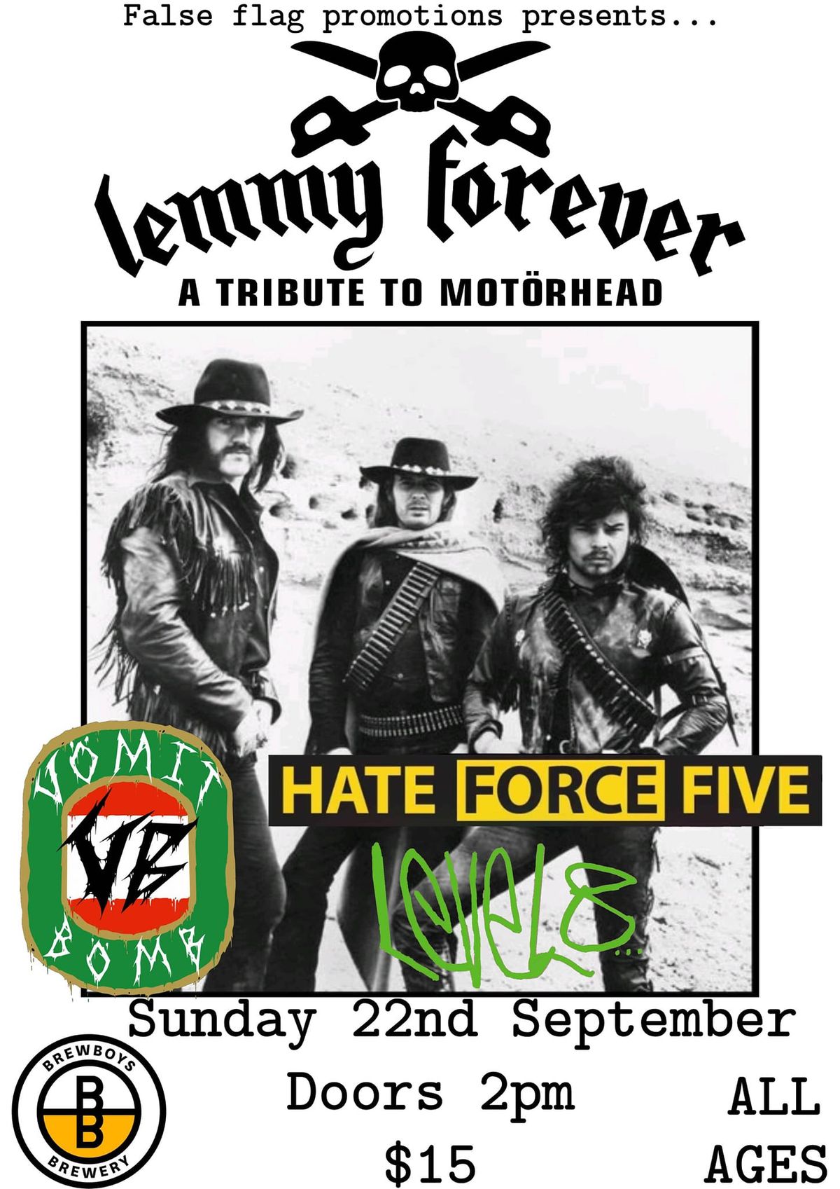 Sneaky Sunday Arvo Shin Dig Feat. Lemmy Forever, Vomit Bomb (QLD), Hate-Force-Five & Level 8!