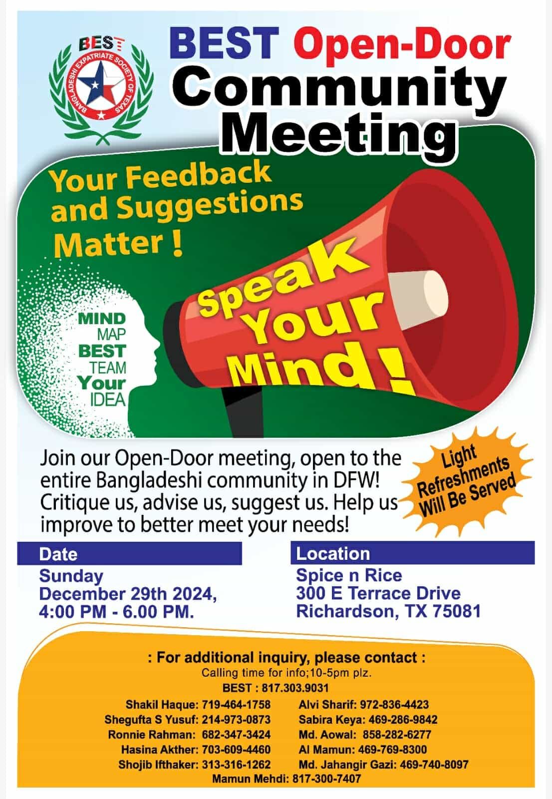 BEST Open Door Community Meeting 