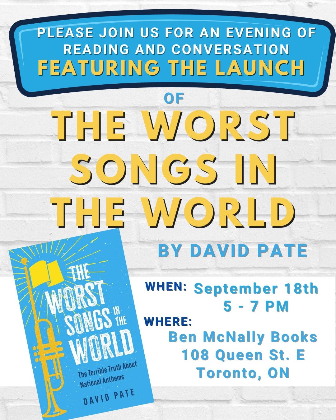 A Night of Reading and Conversation: "The Worst Songs in the World" by David Pate