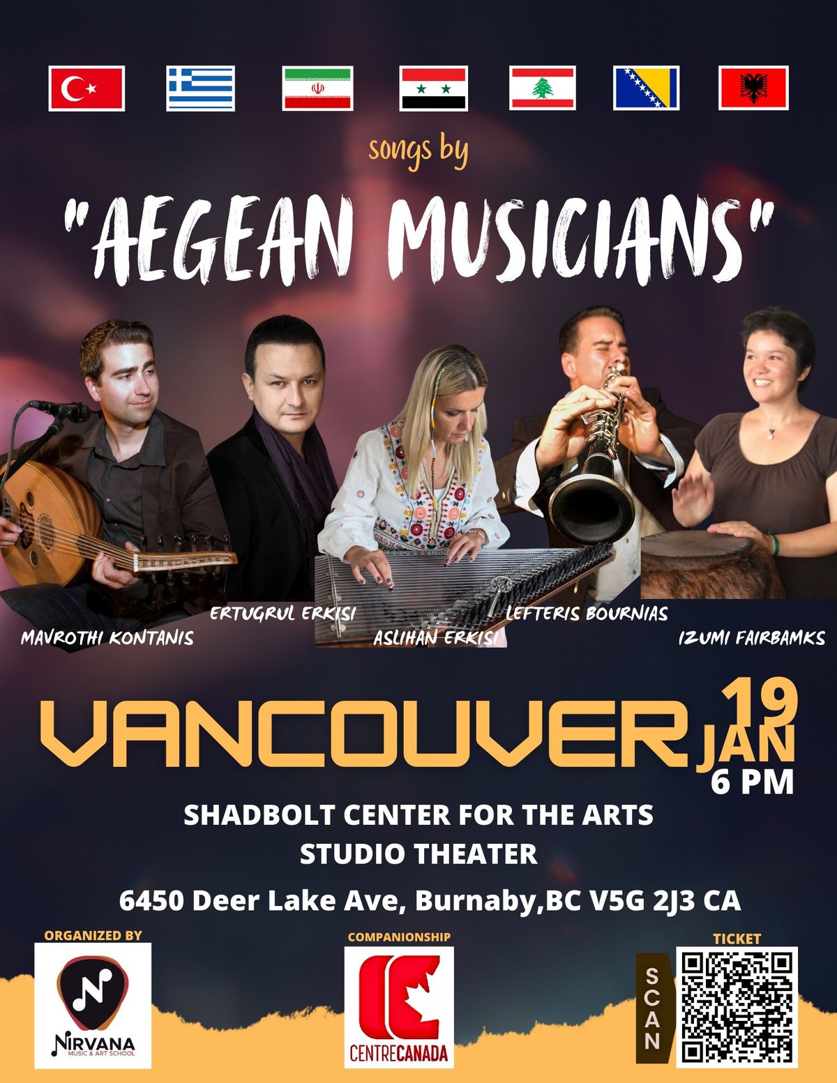 VANCOUVER \/ Turkish,Greek,Arabic,Persian,Albanian & Bosnian Songs Concert by AEGEAN MUSICIANS