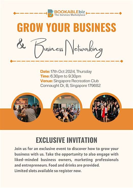 Grow Your Business & Business Networking (Food + Drinks Provided)