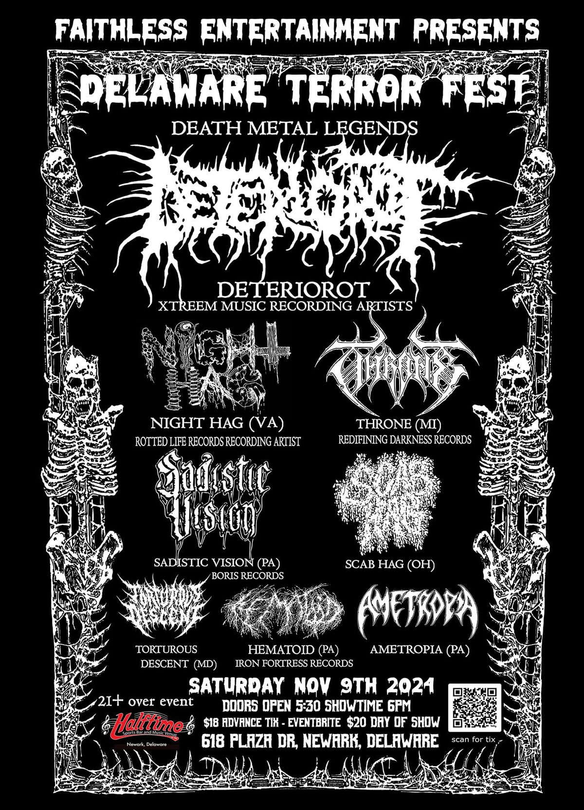 DETERIOROT + NIGHT HAG + guests DELAWARE TERROR FEST Halftime Venue Newark, DE Nov 9th 2024