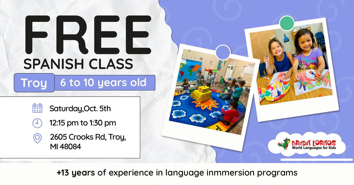 Free Spanish Class (6 to 10 years old) 