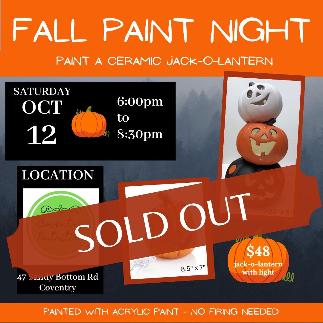 Ceramic Jack-o-Lantern Paint Night at Coventry Nutrition