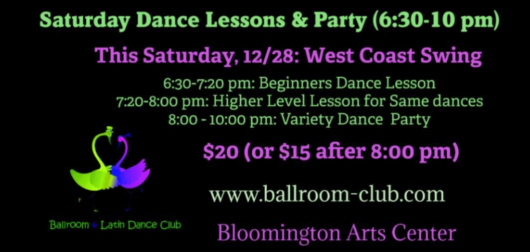 Dance Lesson\/Party:12\/28 Lesson West Coast Swing 6:30-8p,8-10p Variety dance party! Bloomington, MN