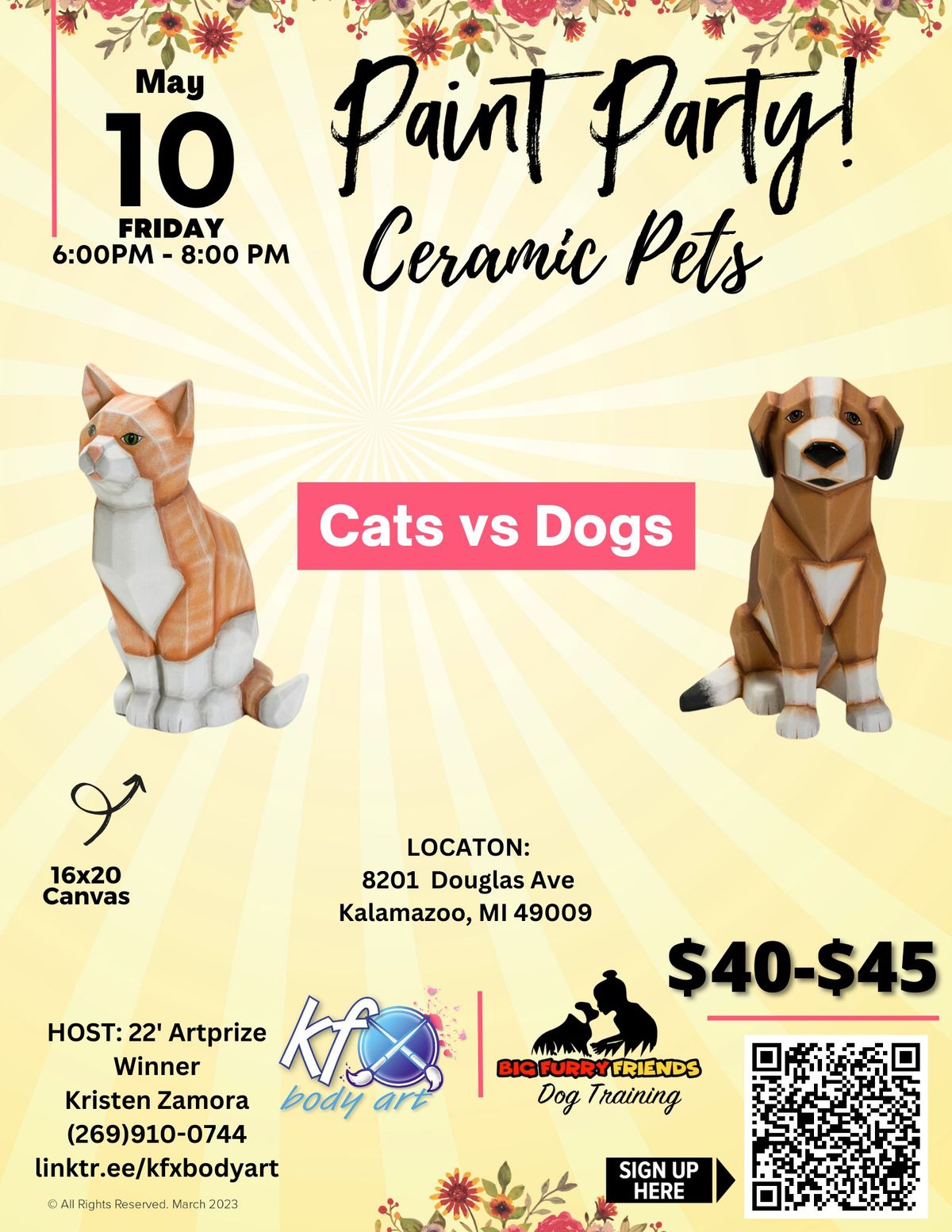 Paint Party- Ceramic Pets- Cats VS Dogs