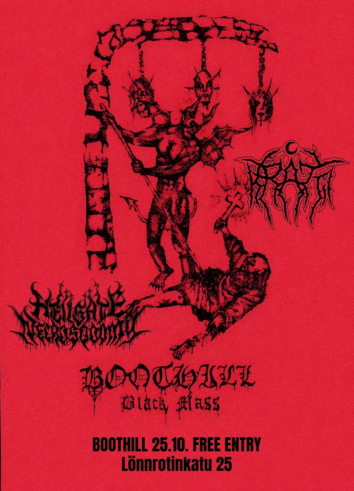 BOOTHILL BLACK MASS: HELLGATE NECROSODOMY & KRATTI (FREE ENTRY)